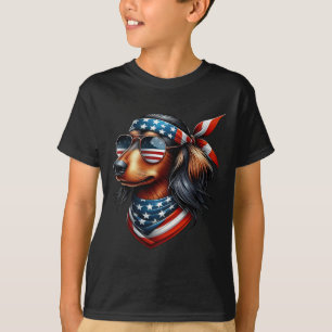 American Usa Flag Sungles 4th Of July Dachshund T-Shirt