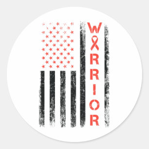 American Usa Flag Warrior - Heart Disease Awarenes Classic Round Sticker