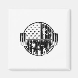 American Usa Flag Weightlifting Weight Weightlifte Magnet