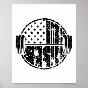 American Usa Flag Weightlifting Weight Weightlifte Poster