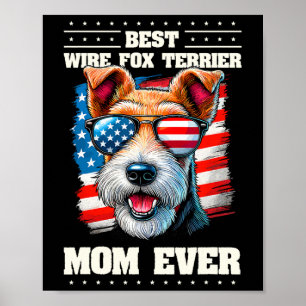 American Usa Flag Wire Fox Terrier 4th Of July Pat Poster