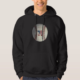 American USA Flag With Retro 74 Baseball Number 74 Hoodie