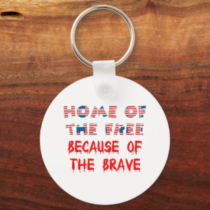American USA Patriotic Home of the free Quotes Keychain