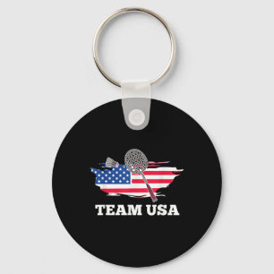 American Usa Team Shuttle Racket Badminton Player Keychain