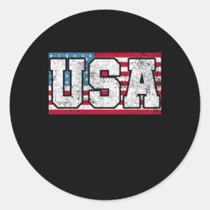 American Usa Us Flag 4th Of July Classic Round Sticker