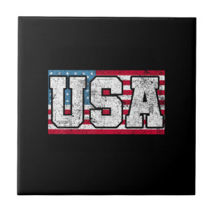 American USA US Flag 4th of July Tile