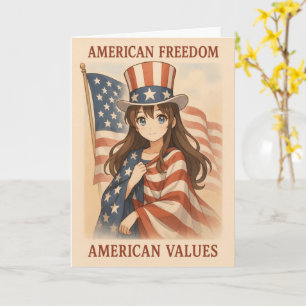 American Values Anime Girl Card