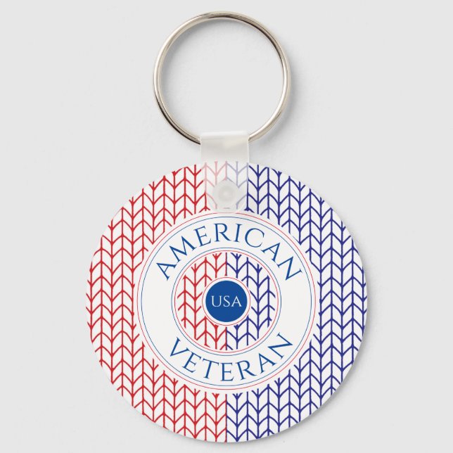 AMERICAN VETERAN Aluminum Circle Keychain  (Front)