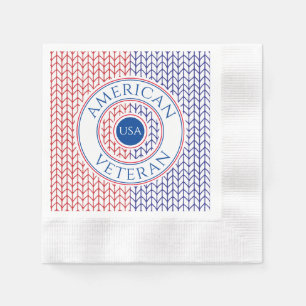 AMERICAN VETERAN Coined Cocktail Paper Napkins