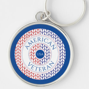 AMERICAN VETERAN Premium Round Keychain / Blue
