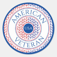 AMERICAN VETERAN Small Round Stickers / Blue