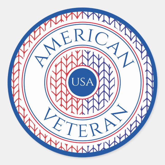 AMERICAN VETERAN Small Round Stickers / Blue (Front)