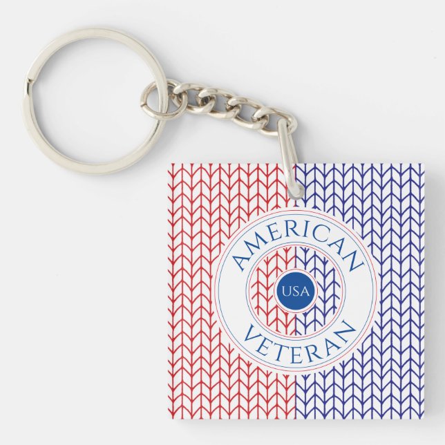 AMERICAN VETERAN Square Acrylic Keychain  (Front)