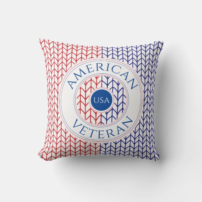 AMERICAN VETERAN Square Throw Pillow / Blue (Front)