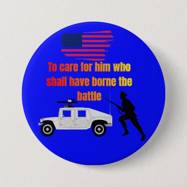 American veterans bright blue 3 inch round button (Front)