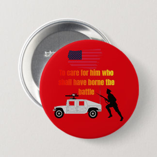 American veterans bright red 3 inch round button