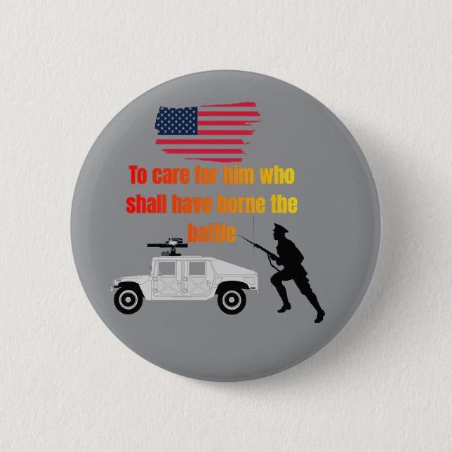 American veterans grey 2 inch round button (Front)