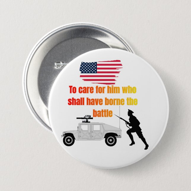 American veterans white 3 inch round button (Front & Back)