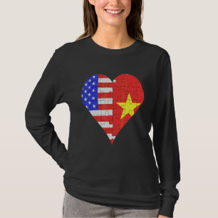 American Vietnamese Flag Heart T-Shirt