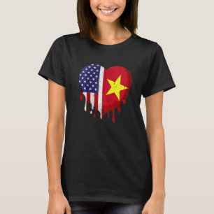 American Vietnamese Heritage Month Flag Heart Prem T-Shirt