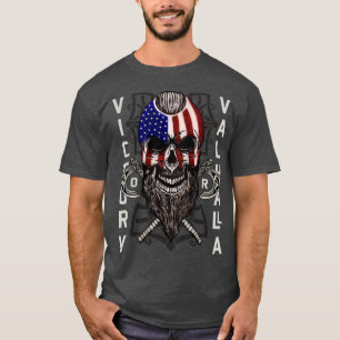 American Viking Victory Valhalla Axe Skull Flag T-Shirt