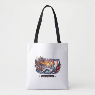 American Vintage Eagle & Flag "SUNSET" Wave Tote Bag