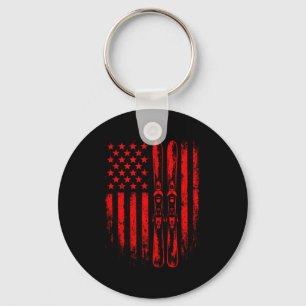 American vintage skiing ski winter mountain usaAme Keychain