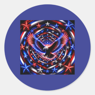 American Vision Spiral – Patriotic Eagle Optical I Classic Round Sticker