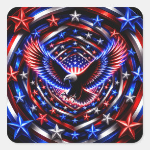 American Vision Spiral – Patriotic Eagle Optical I Square Sticker