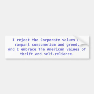 American vs. Corporate Values Bumper Sticker