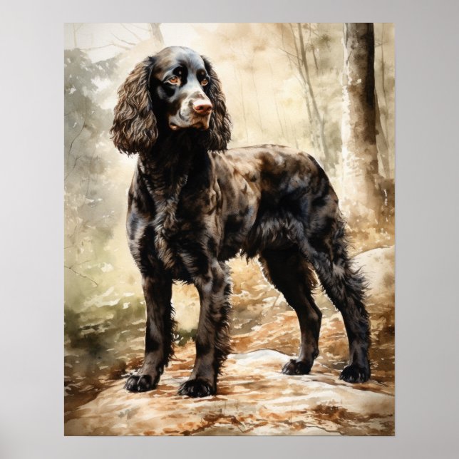 American Water Spaniel Dog Art Print Poster (Front)
