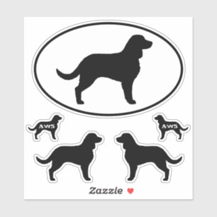 American Water Spaniel Dog Silhouette Sticker Set