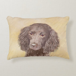 American Water Spaniel Painting - Original Dog Art Accent Pillow