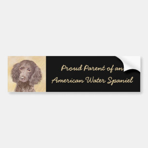 American Water Spaniel Painting - Original Dog Art Bumper Sticker