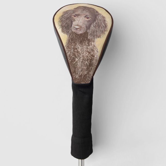 American Water Spaniel Painting - Original Dog Art Golf Head Cover (Front)