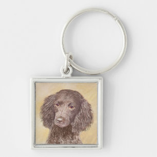 American Water Spaniel Painting - Original Dog Art Keychain