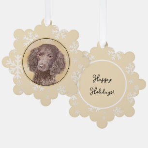 American Water Spaniel Painting - Original Dog Art Ornament Card