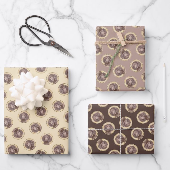 American Water Spaniel Painting Original Dog Art Wrapping Paper Sheet (Front)
