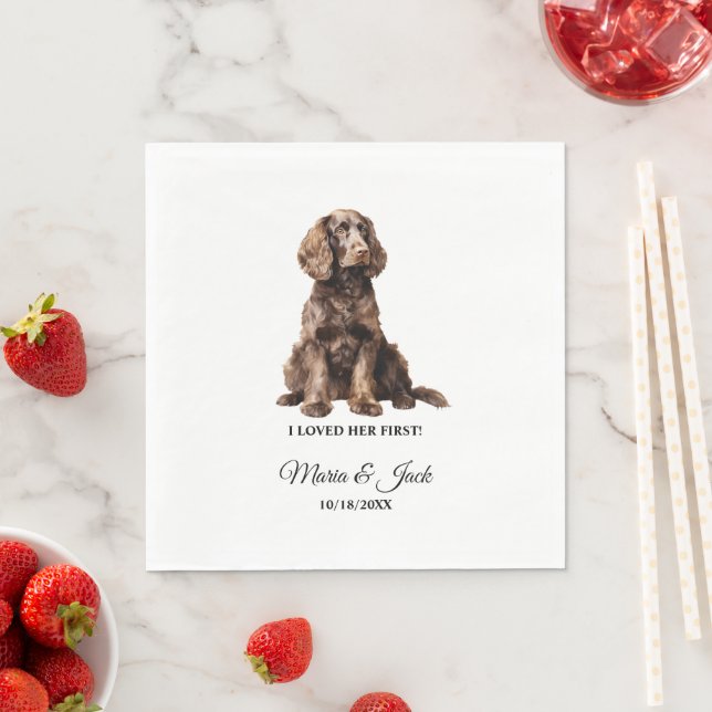 American Water Spaniel Pet Cocktail Wedding  Napkin (Insitu)