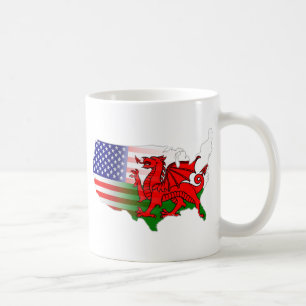 American Welsh Flags Map Coffee Mug