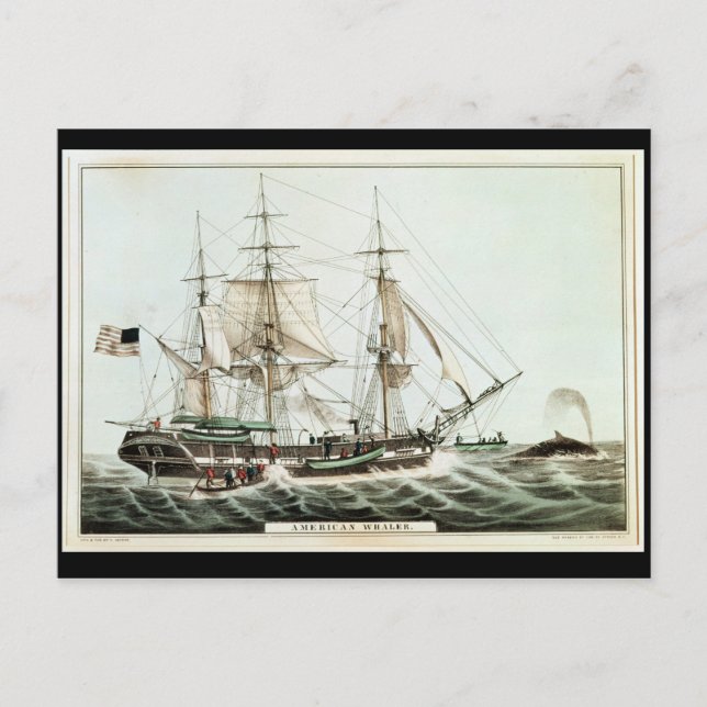 American Whaler, engraved by Nathaniel Currier Postcard (Front)