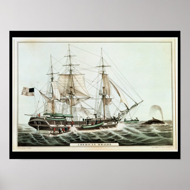 American Whaler, engraved by Nathaniel Currier Poster (Front)