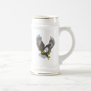 American whitehead bald eagle in the flight beer stein