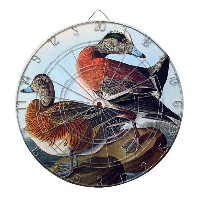 American Widgeon ducks on a rock Dartboard (Front)