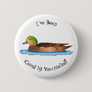 American wigeon bird cartoon illustration 2 inch round button