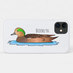 American wigeon bird cartoon illustration iPhone 11 case