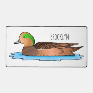American wigeon bird cartoon illustration desk mat