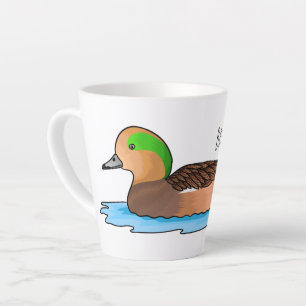 American wigeon bird cartoon illustration latte mug