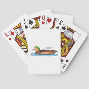 American wigeon bird cartoon illustration  playing cards