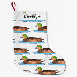 American wigeon bird cartoon illustration small christmas stocking